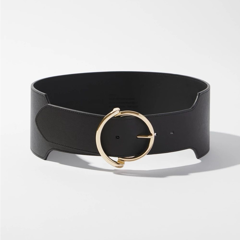 White House Black Market Black Belt with Gold Buckle
